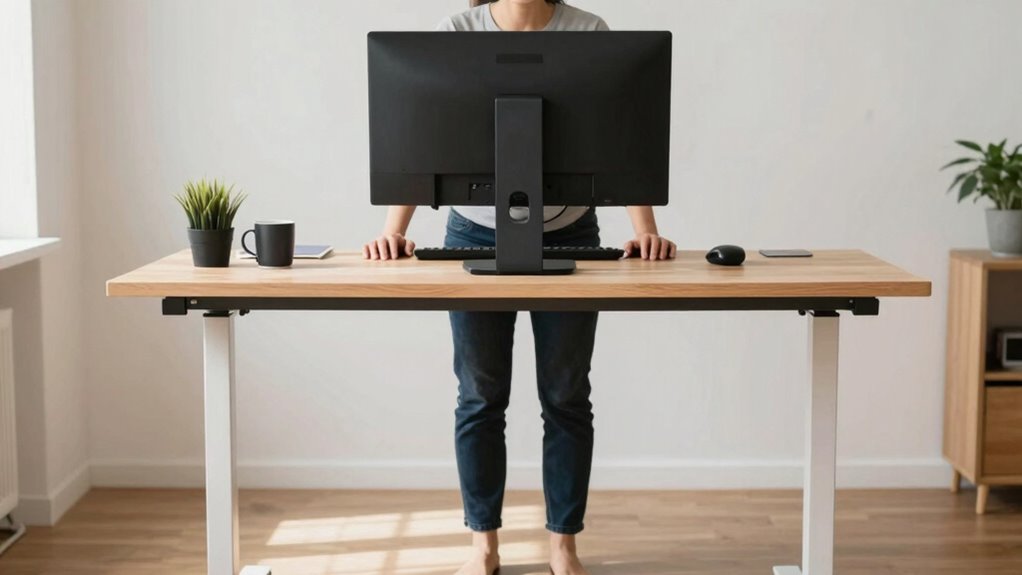 adjust desk and monitor