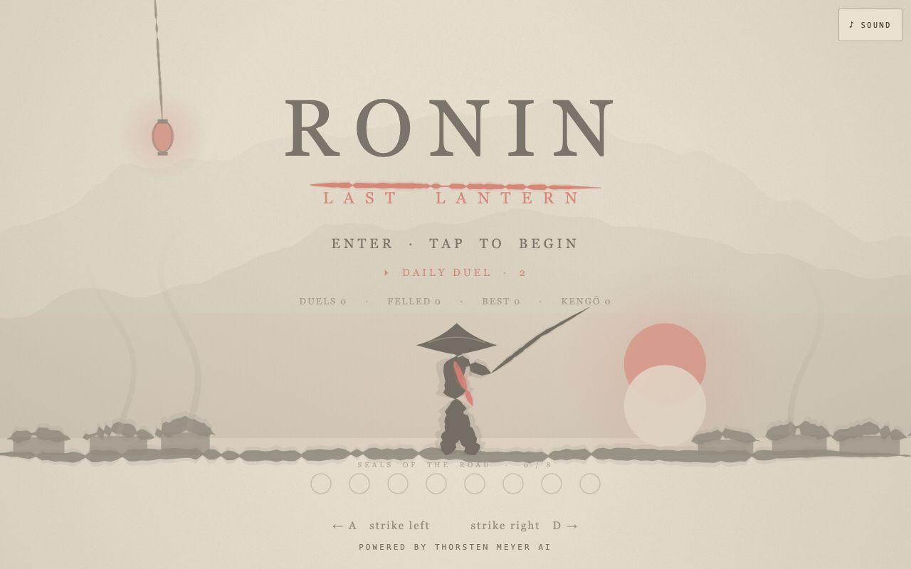 RONIN: LAST LANTERN — one-hit samurai duels in sumi-e ink